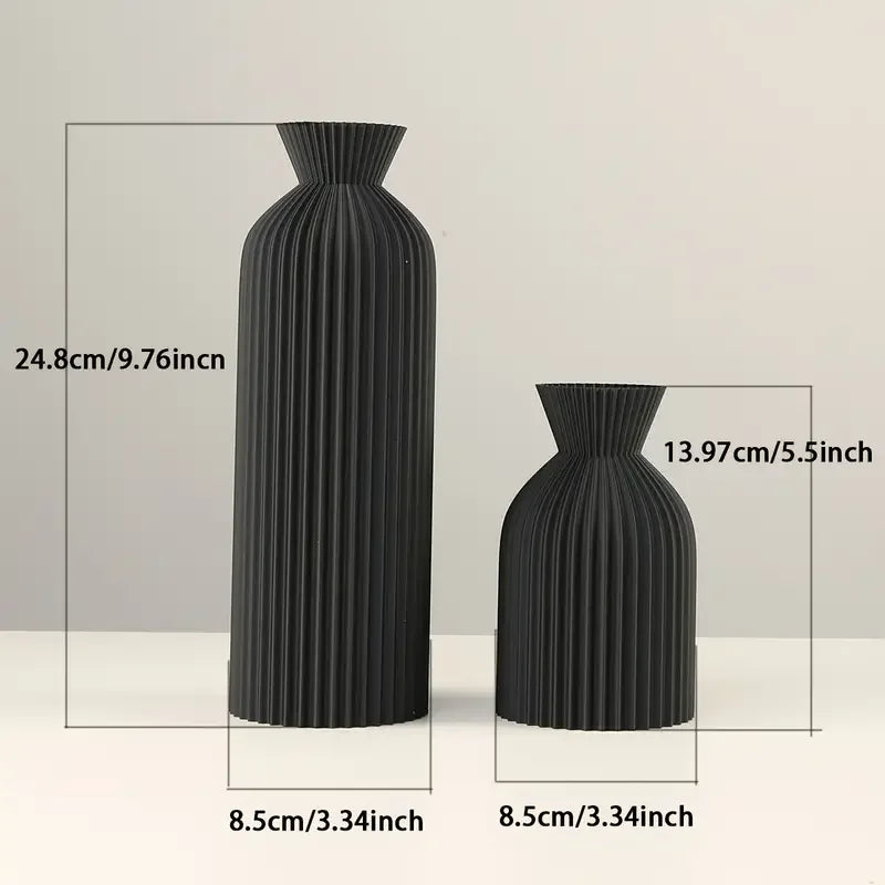 Vase élégant en plastique noir - Centre de table décoratif bohème chic pour la maison, le bureau et le salon