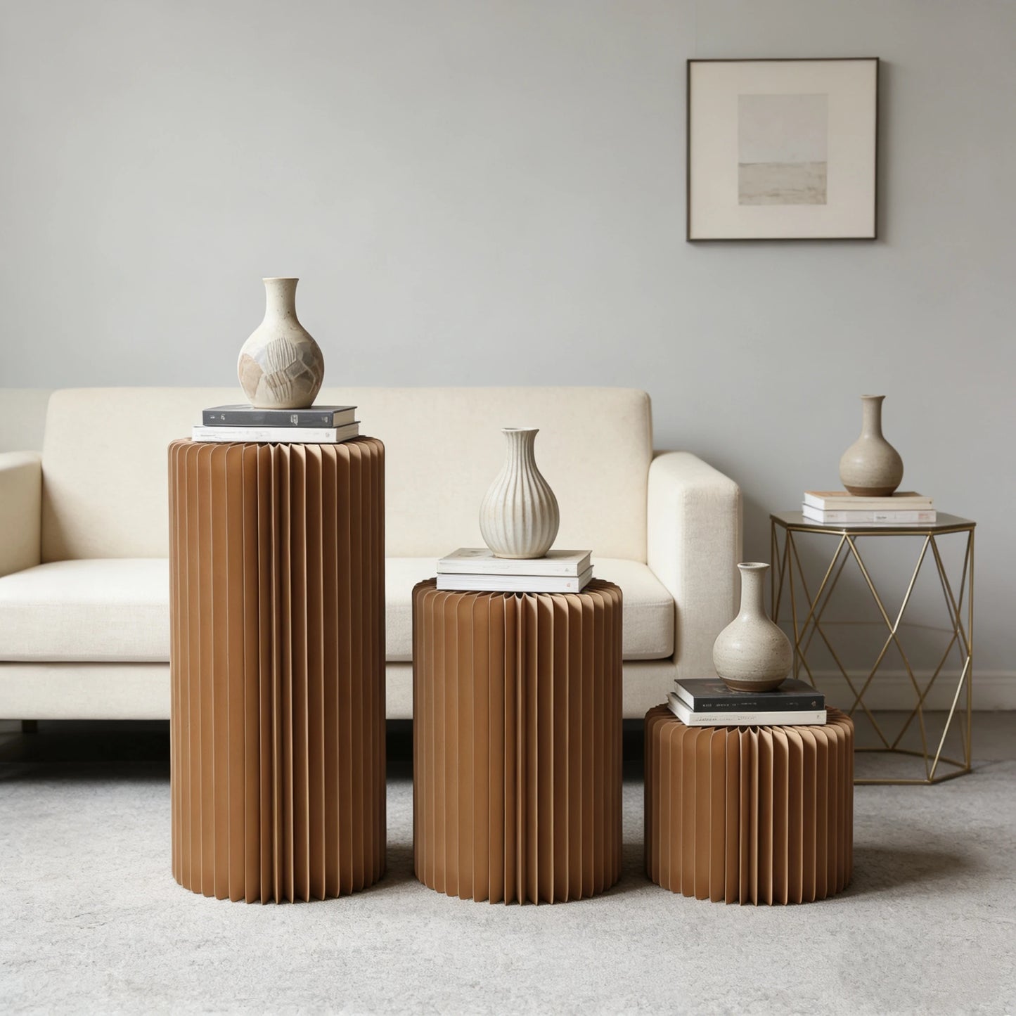 Colonnes pliables, présentoirs cylindriques en papier, tables de présentation pour desserts, décoration pour la maison, les magasins et les expositions, vente directe d'usine