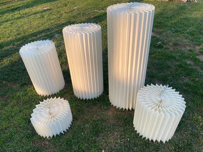 Colonnes pliables, présentoirs cylindriques en papier, tables de présentation pour desserts, décoration pour la maison, les magasins et les expositions, vente directe d'usine