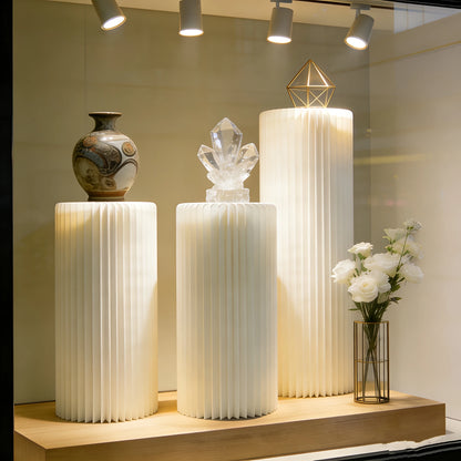 Colonnes pliables, présentoirs cylindriques en papier, tables de présentation pour desserts, décoration pour la maison, les magasins et les expositions, vente directe d'usine