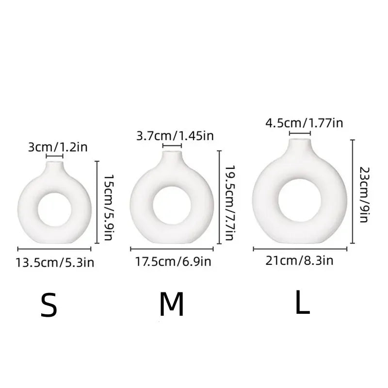 Vase simple en plastique en forme de donut, pot de fleurs individuel, décoration pour salon, ornement de table, vase rond pour composition florale