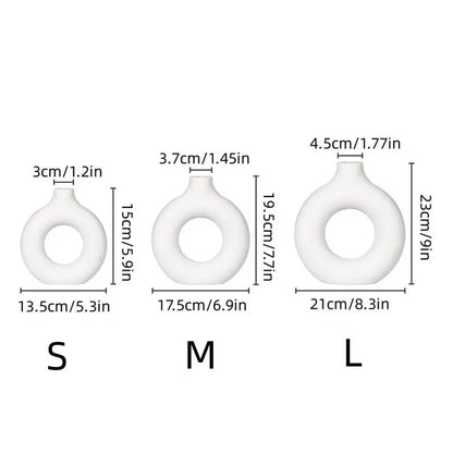 Vase simple en plastique en forme de donut, pot de fleurs individuel, décoration pour salon, ornement de table, vase rond pour composition florale