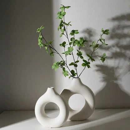 Vase simple en plastique en forme de donut, pot de fleurs individuel, décoration pour salon, ornement de table, vase rond pour composition florale