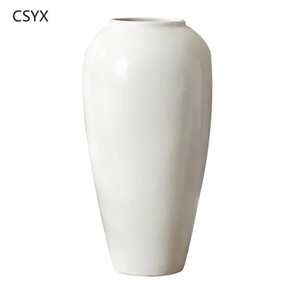 Vase en Céramique Blanc Pur Style Nordique Rétro-Moderne  - Décoration Créative pour Fleurs Séchées, Grenades, Chambre & Salon