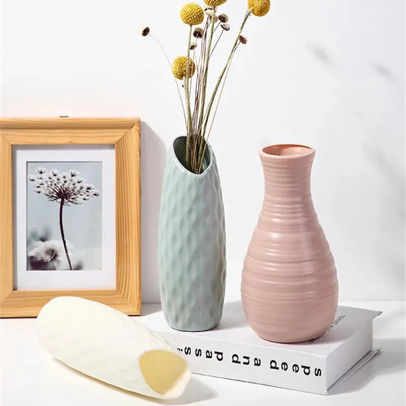 1 vase nordique en plastique, petit pot de fleurs frais simple, bouteille de rangement pour fleurs, décoration moderne pour salon et maison.