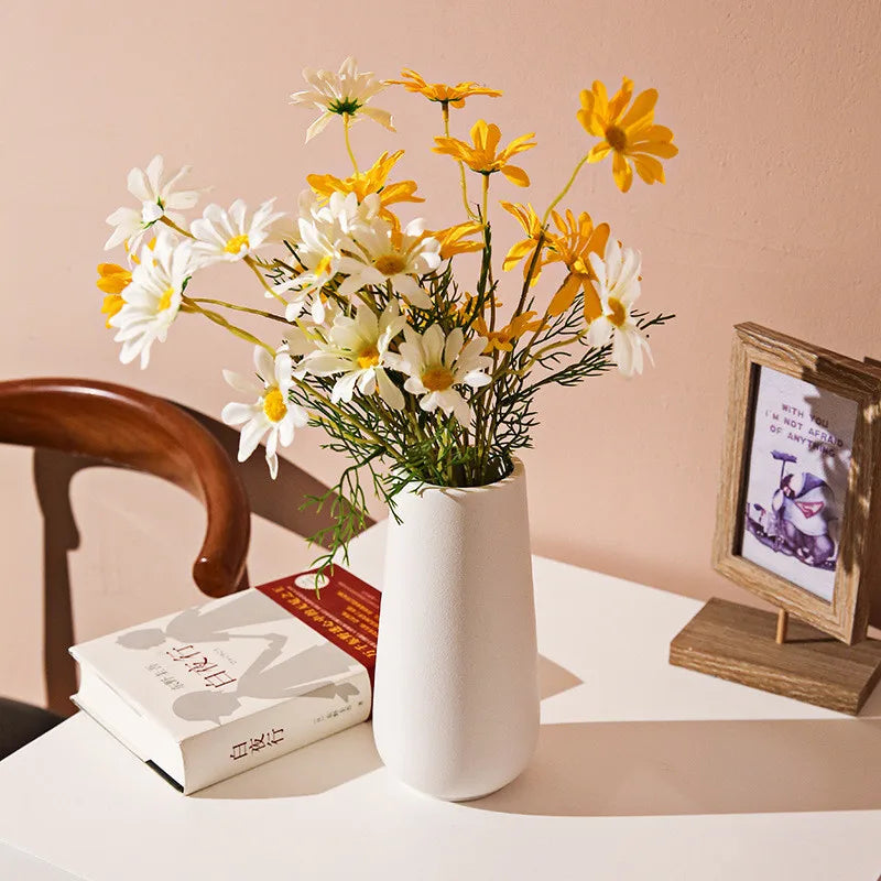1 vase/pot de fleurs en céramique blanche de style nordique, accessoire de décoration pour la maison, le bureau ou le salon. 2 pièces