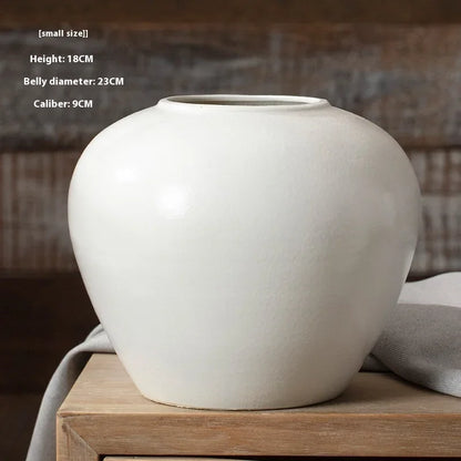 Vase en Céramique Blanc Pur Style Nordique Rétro-Moderne  - Décoration Créative pour Fleurs Séchées, Grenades, Chambre & Salon