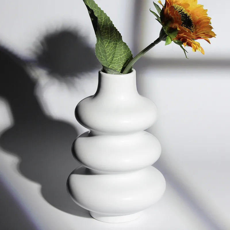 1 vase/pot de fleurs en céramique blanche de style nordique, accessoire de décoration pour la maison, le bureau ou le salon. 2 pièces