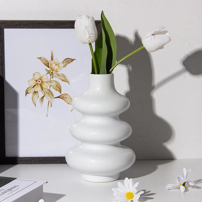 1 vase/pot de fleurs en céramique blanche de style nordique, accessoire de décoration pour la maison, le bureau ou le salon. 2 pièces