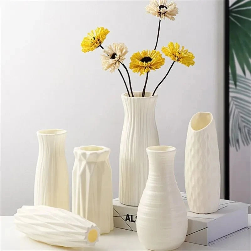 1 vase nordique en plastique, petit pot de fleurs frais simple, bouteille de rangement pour fleurs, décoration moderne pour salon et maison.