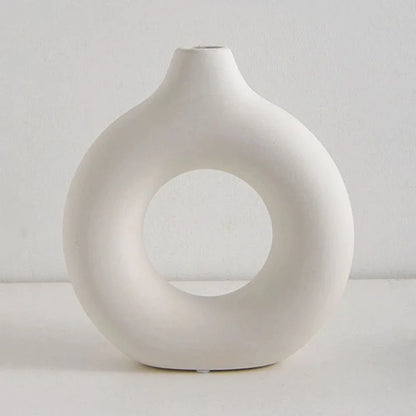 Vase simple en plastique en forme de donut, pot de fleurs individuel, décoration pour salon, ornement de table, vase rond pour composition florale