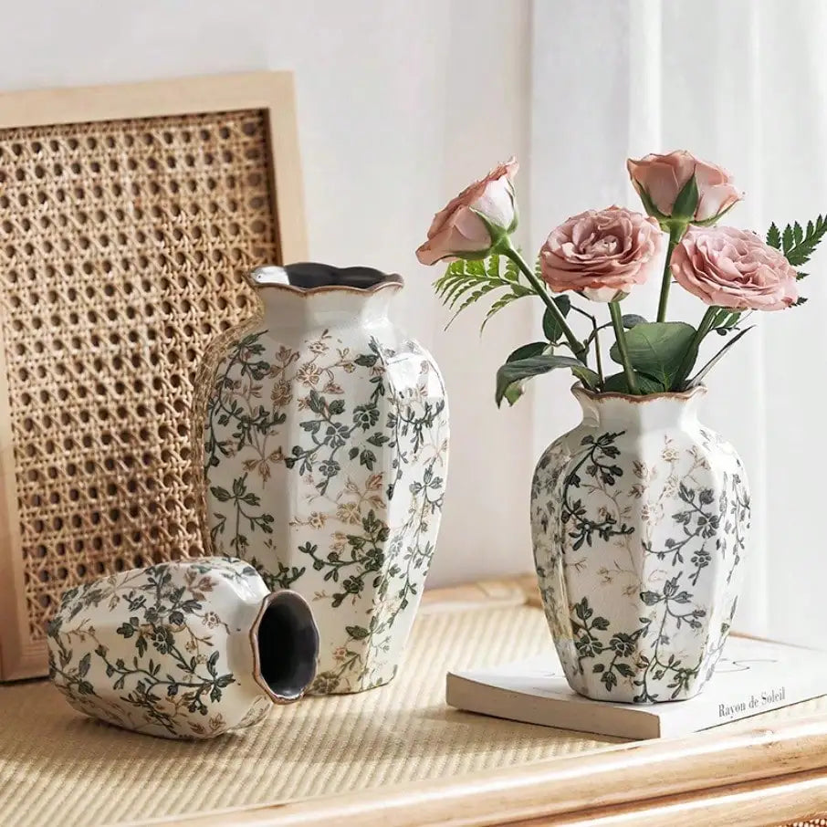 Vase en céramique craquelée, composition florale hydratante, cadeau de fleurs séchées, bleu antique, décoration zen, centre de table