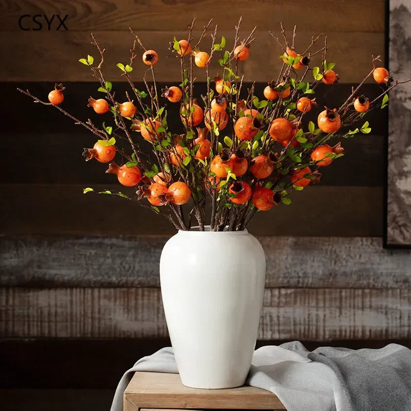 Vase en Céramique Blanc Pur Style Nordique Rétro-Moderne  - Décoration Créative pour Fleurs Séchées, Grenades, Chambre & Salon
