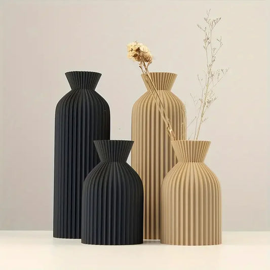 Vase élégant en plastique noir - Centre de table décoratif bohème chic pour la maison, le bureau et le salon
