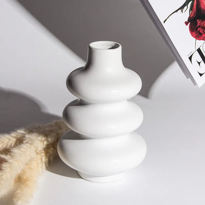 1 vase/pot de fleurs en céramique blanche de style nordique, accessoire de décoration pour la maison, le bureau ou le salon. 2 pièces