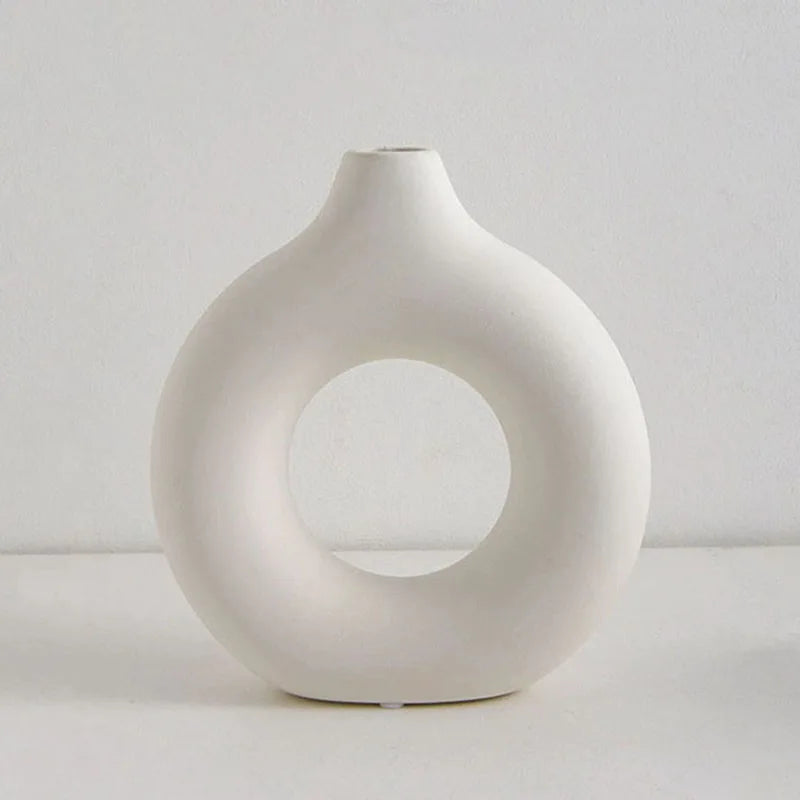 Vase simple en plastique en forme de donut, pot de fleurs individuel, décoration pour salon, ornement de table, vase rond pour composition florale